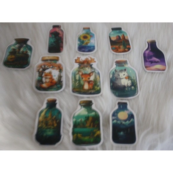 50 pcs Bottle Unique Shaped  Stickers Vinyl Decals Theme Variety Waterproof NIP - Picture 6 of 6